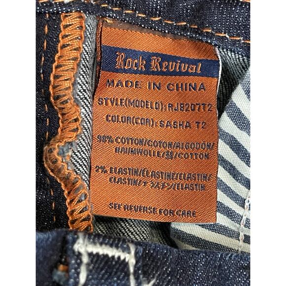 Rock Revival Jeans Womens 30 Blue‎ Sasha Straight Embroidered Low Rise Regular - Picture 13 of 16
